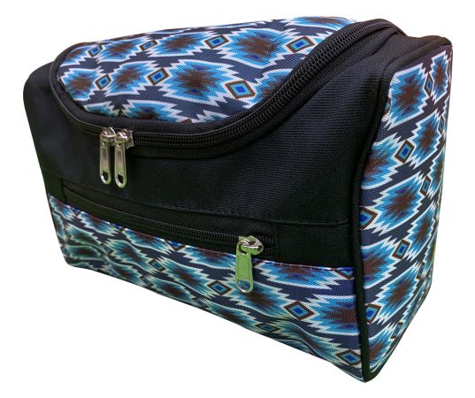 Showman Gray Blue Aztec Print Hanging Toiletry Bag - Gray&#47;Brown&#47;Blue #2